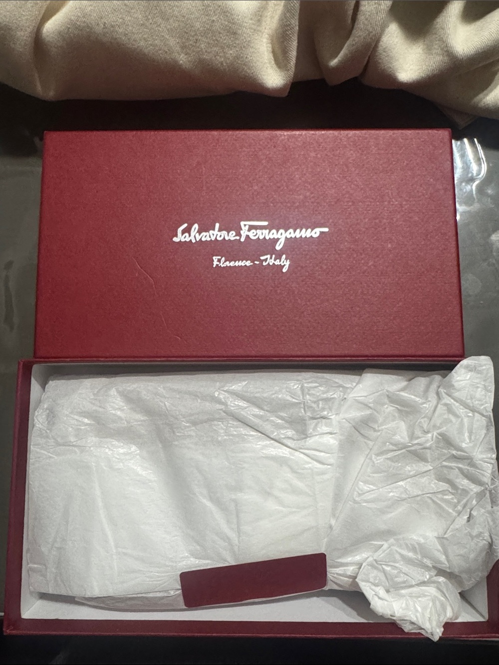 Salvatore Ferragamo Red Burgundy Gift Box with White Logo
